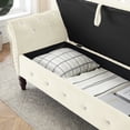 thumbnail image 5 of Beige Velvet Bench With Solid Wood Frame And Pillow For Nursery, Bedroom - Rectangular Legs Crystal Buckle Hallway, 5 of 6