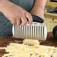 thumbnail image 6 of Potato Cutting Corrugated Knife | Wavy Slicer Wolf Tooth Style | Ergonomic Stainless Steel & Rubber Grip | Household Vegetable Fancy Cutter | Durable Artifact Tool | 15.5x12x2cm, 6 of 6