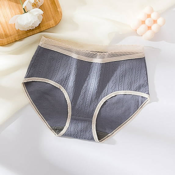ClodeEU Seamless Mid-Waist Lace Women'S Underwear Panties (Gray XL)