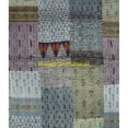 thumbnail image 3 of Indian Handwoven Silk Patola Kantha Quilt ,Traditional Blanket , Premium Silk Sari Kantha Blanket Size (Queen Size - 90" x 108"), 3 of 5