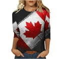 thumbnail image 1 of WEIYLL T-Shirts pour Femmes Manches 3/4 Fête du Canada Imprimé Feuille d'Érable Été T-Shirt Rouge Tailles TTG, 1 of 5