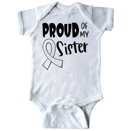 

Inktastic Proud of my Sister Blindness Awareness White Ribbon Gift Baby Boy or Baby Girl Bodysuit