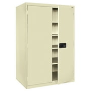 Sandusky Lee 46"W x 24"D x 78"H 5-Shelf Steel Storage Cabinet with Keyless Electronic Handle, Putty