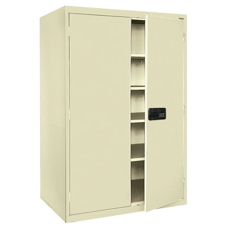 Sandusky Lee 46"W x 24"D x 78"H 5-Shelf Steel Storage Cabinet with Keyless Electronic Handle, Putty