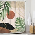 thumbnail image 2 of Mid Century Boho Shower Curtain Abstract Tropical Palm Leaves Sun Minimalist Botanical Bathroom Modern Terracotta Geometric 72Wx72L Inches Bath Accessories Art Home Decor Fabric 12 Pack Hooks, 2 of 6