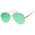 thumbnail image 2 of sunglassLA Unisex Rimless Teardrop Color Mirrored Flat Lens Wire Frame Aviator Sunglasses (Gold / Green) - 56mm, 2 of 4