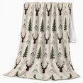 thumbnail image 2 of Autumn Forest Deer Pine Tree, Peaceful Mountain Lake Scene, Warm Flannel Blanket for Cabin and Lodge with Detailed Artwork, Outdoor Lovers Thanksgiving Gift, Rustic Home Decor, 2 of 9