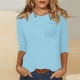 thumbnail image 3 of Tops de mujer con mangas 3/4 de largo, camisetas casuales holgadas con cuello redondo, lindas túnicas de tres cuartos de largo de color sólido, 3 of 5
