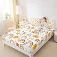 thumbnail image 3 of Homewish Vintage Bohemian Rainbow Twin Sheet Sets,Boho Theme Twin Fitted Sheet,Brown Stars Clouds Sun 03 For Princess,Ultra Soft Home Decor,3 Pieces, 3 of 7