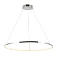 thumbnail image 3 of JONATHAN Y Brice 35" Modern Contemporary Metal Round Integrated LED Pendant, Chrome, 3 of 10
