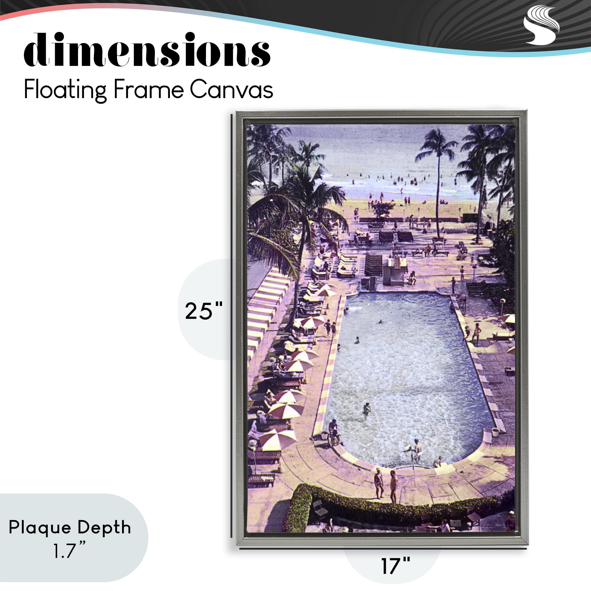 Stupell Industries Vintage Miami Sands Gray Framed Floater Canvas Wall Art, design by Grotto Studios