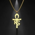 thumbnail image 3 of Egyptian Ankh Necklace Gold PVD Plate Stainless Steel Eye of Ra Aunk Amulet Mens Womens Fantasy Forge Jewelry, 3 of 4