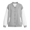 thumbnail image 4 of Qzwdhjm Varsity Jackets for Women Button Down Baseball Jacket Color Block Long Sleeve Bomber Coats Loose Casual Coat with Pockets, 4 of 6