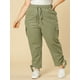 thumbnail image 4 of Pantalones Cargo Con Bolsillos CintuElástiCon Cordón TalGrande PaMujer Verde Ejército XL, 4 of 6