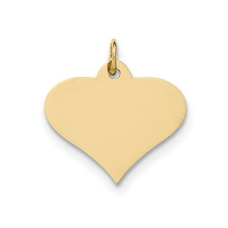 14k Yellow Gold Plain .027 Gauge Engravable Heart Disc Charm