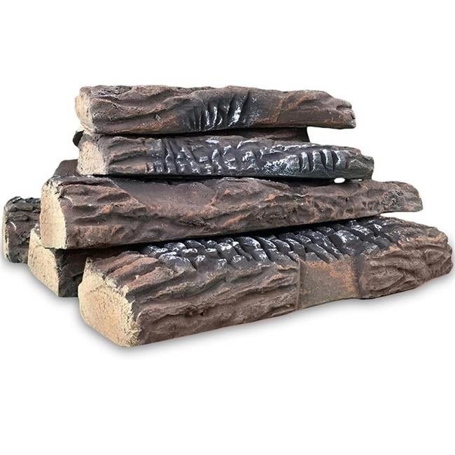 Moda Flame 10 Piece Set of Ceramic Wood Large Gas Fireplace Logs Logs for All Types of Indoor, Gas Inserts, Ventless & Vent Free