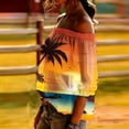 thumbnail image 6 of JTZGDY Mesh See Through Off the Shoulder Tops for Women Fashion Summer Tropical Palm Tree Printed Puff Short Sleeve Sheer Tunic Blouse Trendy Holiday Beach Vacation Outfit Tees Shirt, 6 of 10