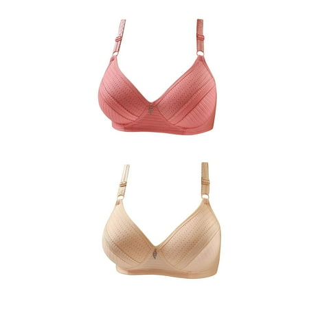 Itsame 2PC Bras for Women s Full Support Everyday Casual Bra Set Tie Back Wireless Comfort Bralette Khaki Size 38