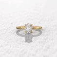 thumbnail image 2 of Jewelerix 14K Yellow Gold Vermeil Proposal Ring 4 Prongs Oval Cut Birthday Gift Ring Handmade 1 CT Moissanite Engagement Promise Gift Ring, 2 of 6