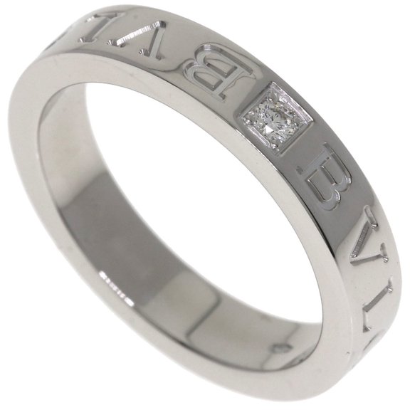 Pre-Owned Bulgari Double Logo 1P Diamond Ring, 18K White Gold, Women's BVLGARI