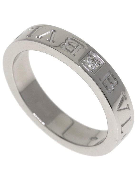 Pre-Owned Bulgari Double Logo 1P Diamond Ring, 18K White Gold, Women's BVLGARI