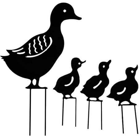 

Deco Jardin Exterieur Metal Canard Yard Art Jardin Statues Métalliques Déco Décoration de Jardin pelouse Chemin Trottoir Jardin - Style rétro européen（4 Pièces Noir Canard)