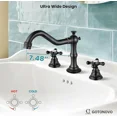 thumbnail image 6 of Oil Rubbed Bronze Bathroom Sink Faucet Widespread 3 Hole Basin Faucet With Drain, 6 of 19