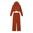 thumbnail image 6 of SuTry Women Two Piece Tracksuit Set Zip Up Hoodie and Wide Leg Pants Ribbed Knit Drawstring Waist Relaxed Fit Casual Loungewear, 6 of 6