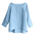 thumbnail image 6 of Women's Casual Printed Round Neck 3/4 Sleeve T-Shirt Tee Top Loose and Comfortable Fit Soft Cotton Summer Fashion Tops | CSEONE,Sky Blue XL, 6 of 9
