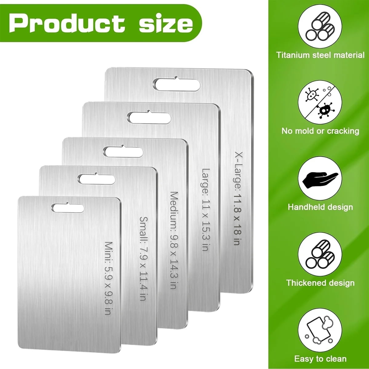 Tikeitoo Stainless Steel Cutting Board Savings 100% Pure Titanium Cutting Board for Kitchen Thickened Cutting Board Chopping Board for Meat, Vegetables, Fruits