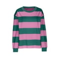thumbnail image 4 of hotojiny Women Top Oversized Striped Color Block Long Sleeve Sweatshirt Crew Neck Casual Loose Pullover Shirts, 4 of 5