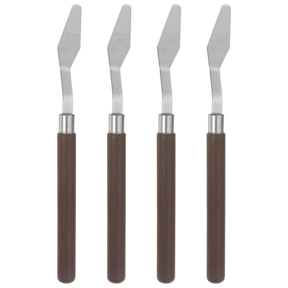 Uxcell 4 Packs 14mm Width Stainless Steel Palette knife Spatula Oil Painting Knife Wood Handle