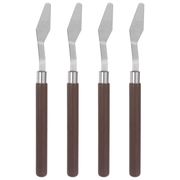Unique Bargains 4 Packs 14mm Width Stainless Steel Palette Knives Spatula Oil Painting Knife Wood Handle
