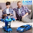 thumbnail image 5 of Remote Control Transforming Car for  Kids with LED Lights,2.4Ghz 1:18  Remote Control Car Transforming Robot,360°Rotation,One-Button Deformation Transform RC Car Toys,Gifts Toys for Boys 3-12, 5 of 6