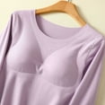 thumbnail image 4 of cfhntfmh Womens Pajamas with Built in Bra Long Sleeve Round Neck Soft Lounge Tees Breathable Comfy Sleepwear（Purple,Large), 4 of 7