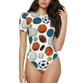 thumbnail image 1 of Fotbe Color Balls Body de Mujer con Cuello Redondo y Mangas Cortas, Sin Mangas Ajustado, Suave, Cómodo y Básico-X-Large, 1 of 7