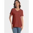 thumbnail image 6 of Women's V-Neck Short Sleeve T-Shirt - Slim Fit Stretchy Bodycon Top - Casual & Active Wear Basic Tee, 6 of 7