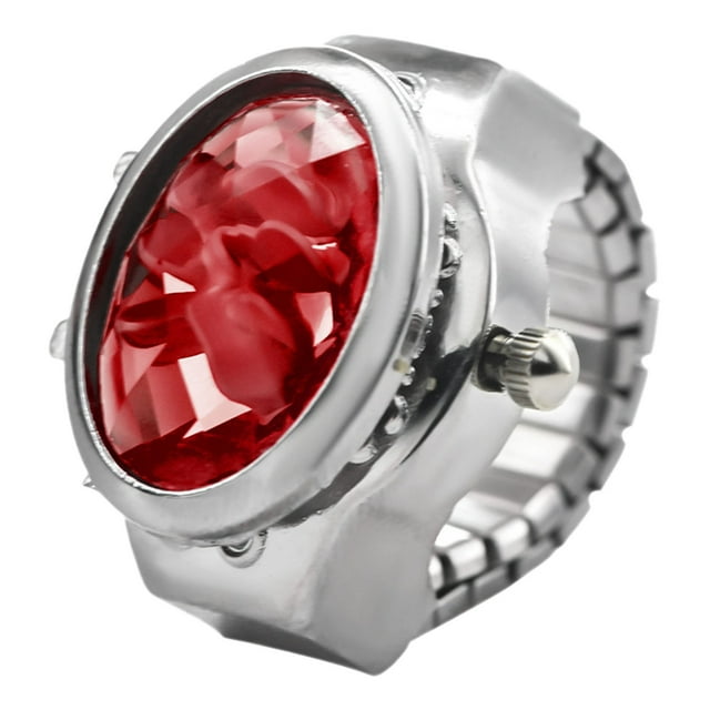 kjfeif Montre Bague Colorée avec Couvercle Rabattable Cadran Ovale Élastique en Acier Inoxydable Montre pour Femme Bague pour Doigt Anniversaire Accessoires de Mode pour Femmes Adolescentes Lac Bande Élastique Confortable pour la Mode