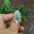 thumbnail image 5 of Natural Blue Copper Turquoise 925 Sterling Silver Handmade Statement Unique Design Ring Gift Jewelry, 5 of 5