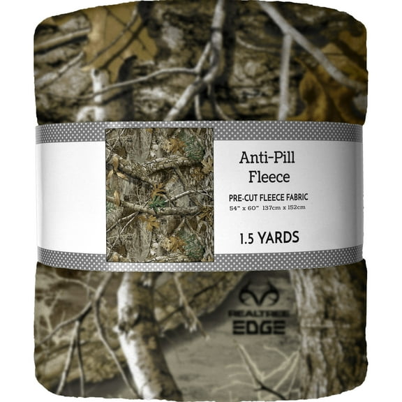 Real Tree 60" X 1.5 Yd 100% Polyester Anti-Pill Fleece Edge 2 Camo Sewing & Craft Fabric Precut, Multi