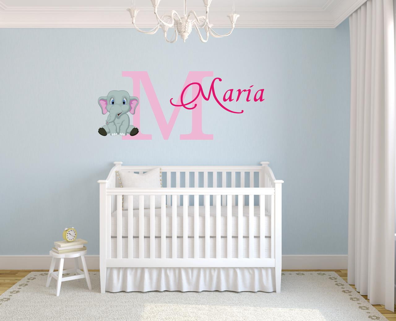 Baby Girl Decoration Wide 22 x 12 Height Mural Wall Decal Sticker for Home Interior Decoration Car Laptop M283 e-Graphic Design Inc Custom Name and Initial Wall Decal Nursery 