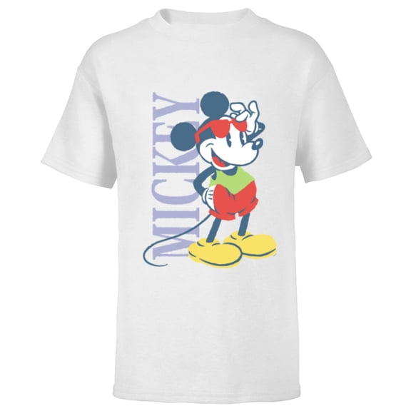 Disney Mickey Mouse Retro Vintage Summer Beach Vacation Vibe - Short Sleeve T-Shirt for Kids - Customized-White
