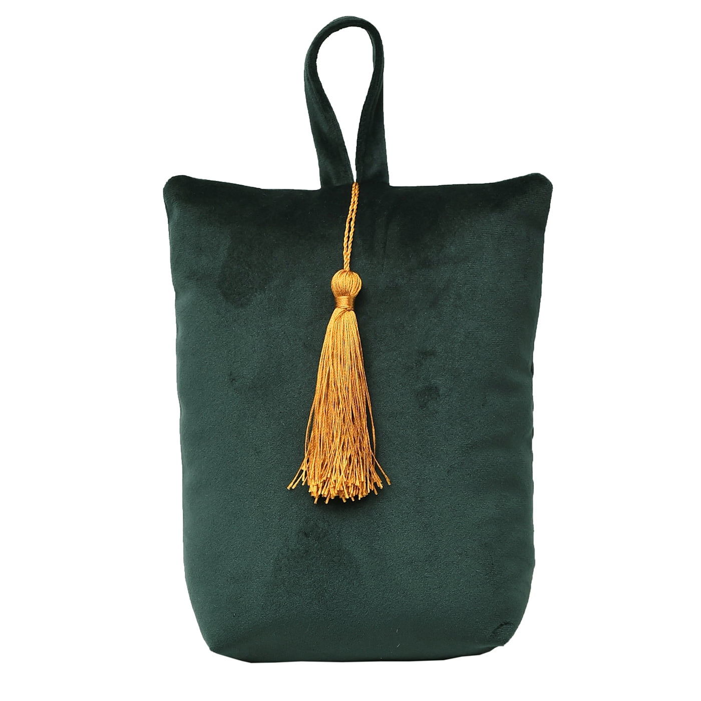 Velvet Fabric Bag Door Stop Interior Weighted Floor 2.2 lbs Dark Green