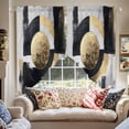 thumbnail image 2 of Gold Black Geometric Swag Curtain Valance for Windows, Watercolor Retro Window Treatments Short Swag Topper for Kitchen Windows Bathroom Bedroom, 36"x45", 2 of 8