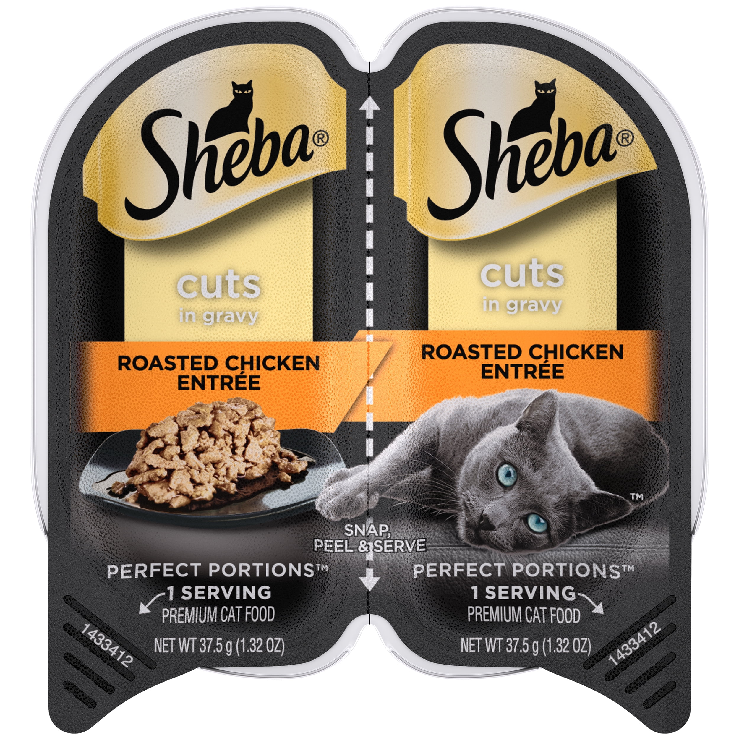 SHEBA Wet Cat Food Cuts in Gravy, Roasted Chicken Entree, 2.6 oz