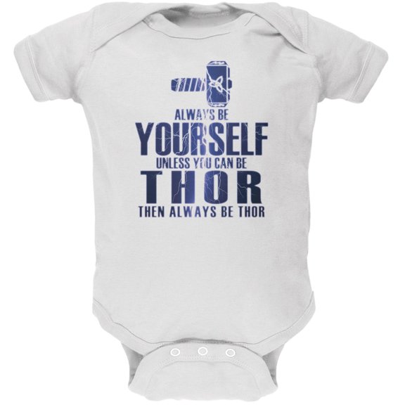 Always Be Yourself Thor White Soft Baby One Piece - 12-18 months