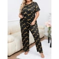 thumbnail image 4 of Womens Plus Size Pajama Soft Silky Print Set Short Sleeve Sleepwear 2 Piece Lightweight Loungewear for Home, 4 of 11