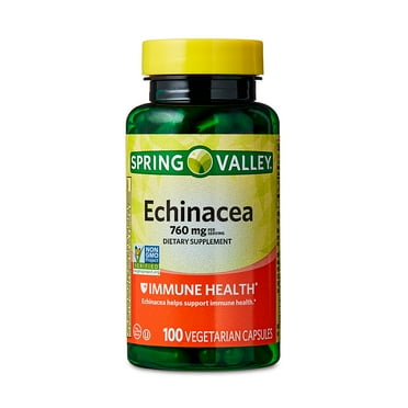 Spring Valley Non GMO Echinacea Dietary Supplement Vegetarian Capsules for Immune Health, 760 mg, 100 Count