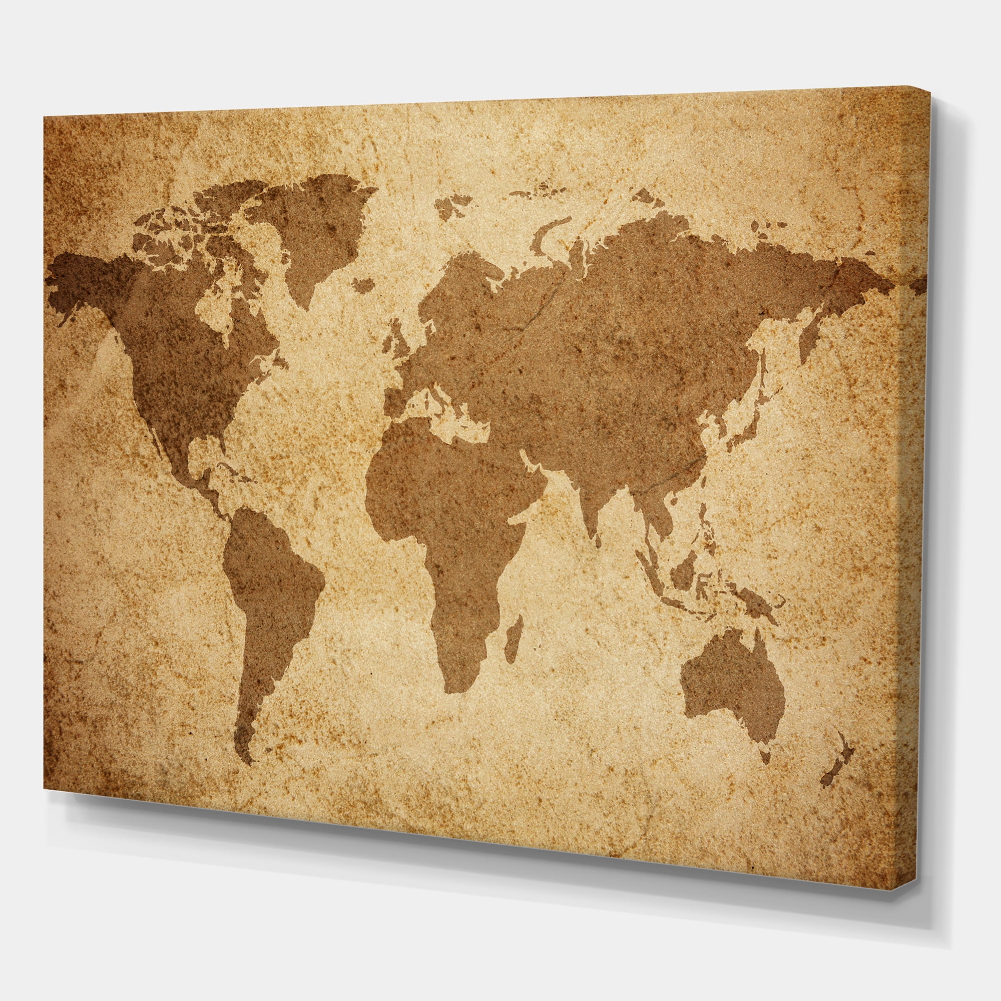 Ancient World Map V 32 in x 24 in Painting Canvas Art Print, by Designart