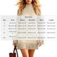 thumbnail image 4 of SAWOBUUN Womens Western Cowgirl Fringe Mini Dress Cold Shoulder Long Sleeve Faux Suede Tassel Bodycon Dress, 4 of 7